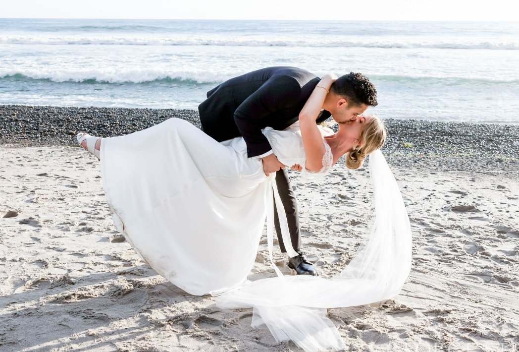 Elegant wedding couple in romantic setting